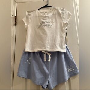 Forever 21 White and Blue “Sweet Dreams” Pajama Set